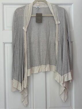 NWT Anthropologie Splendid Striped Open Draped Cardigan in Cream and Gray